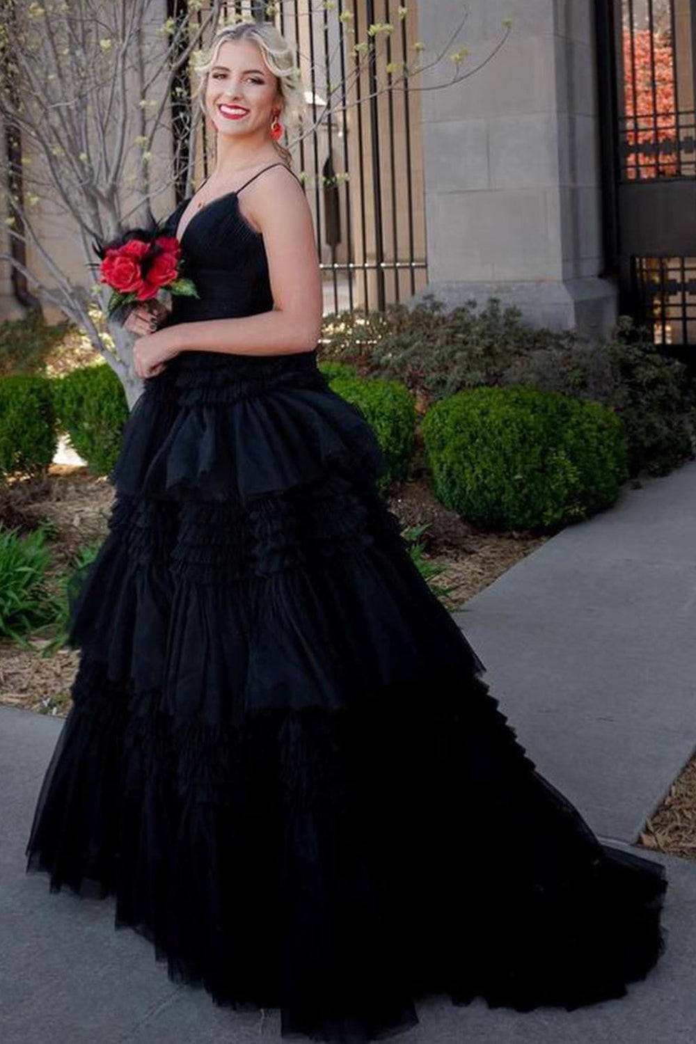A-Line Spaghetti Straps Long Prom Dress