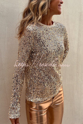 Blusa de manga larga con lentejuelas Keep It Shine 