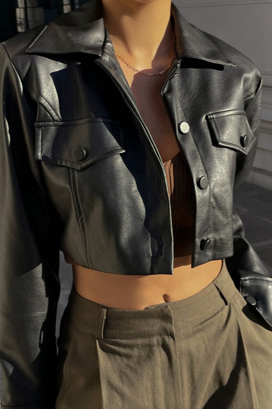 Zip-Up Faux Leather Coat