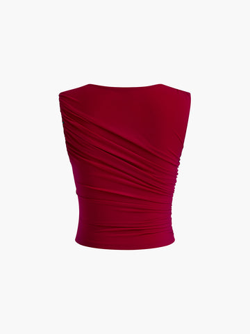 Camiseta sin mangas plisada de ocio 
