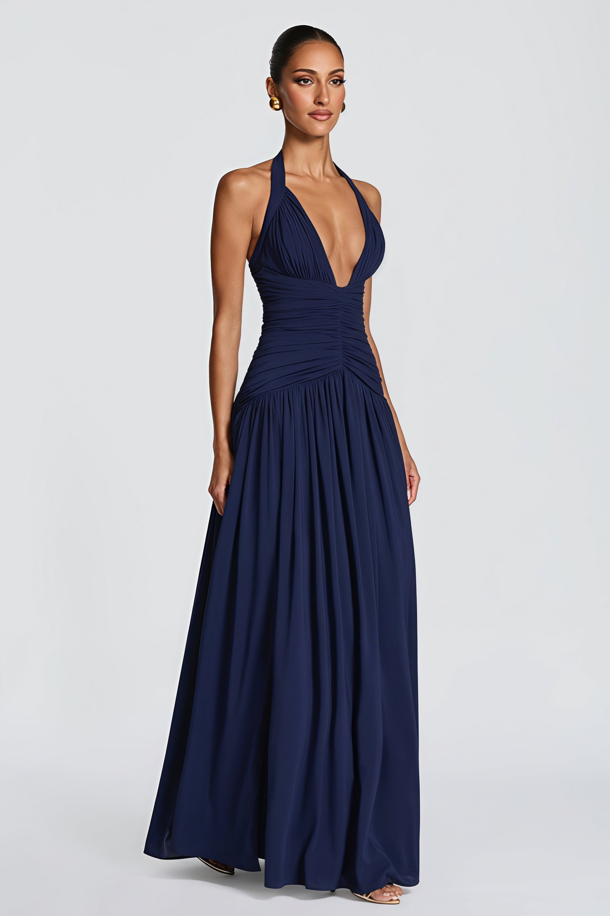 Elegant Halter Neck Slit Backless Maxi Dress