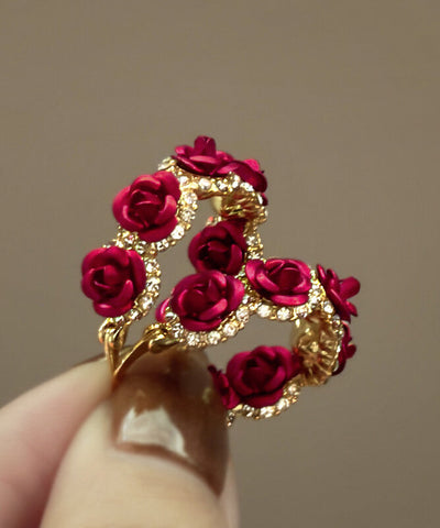 Vintage Gold Sterling Silber Overgilt Zirkon Rose Creolen 