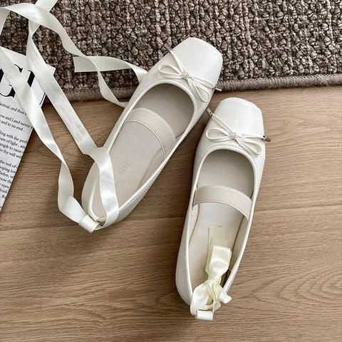 Designer Women Ballet Flats Fashion Elegant Shallow Cross Strap Footwear 2024 Spring Ladies Comfort Soft Sole Ballerina Shoes