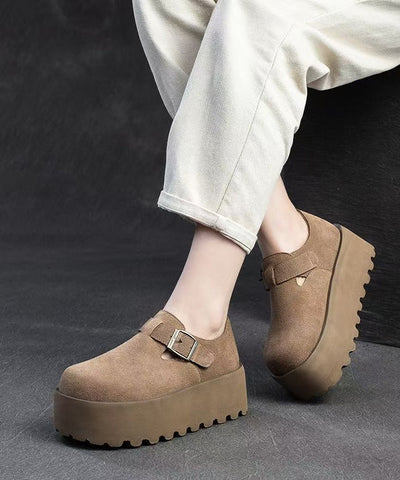 Original Design Khaki Damen Spleißen Wildleder Plateauschuhe 