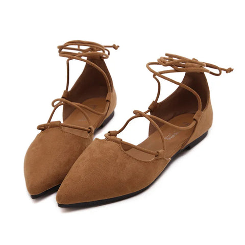 Cross Tied Pointed Toe Flats Shoes for Women Elegant Ballet Mary Janes Pumps Leopard Print Elegant Woman Shoes with Low Heels