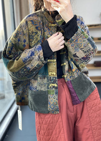 Vintage Rote Taschen Knopfdruck Herbst Langarm Mantel 