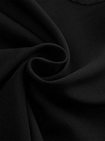 Skater Dresses Polyester Jewel Neck Ruffles Black Chic Long Sleeves Flared Dress Mini Dresses
