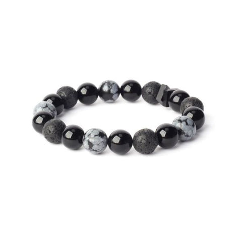 Natural Black Obsidian Snowflake Premium Vintage Bracelet