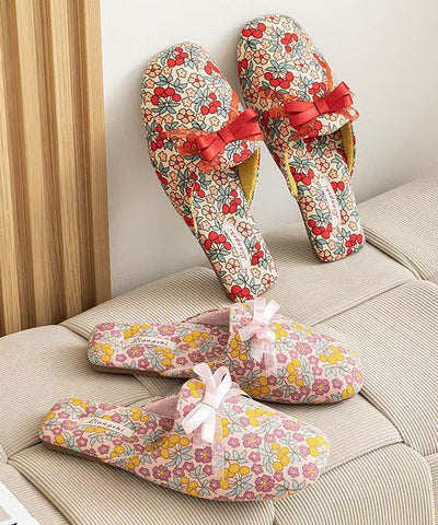 Rosa Print Hausschuhe Schuhe Baumwollstoff Bequemes Spleißen 