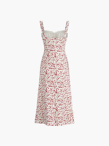 Vestido midi bohemio de vacaciones con estampado floral de tirantes 
