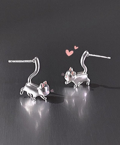 Original Design Seide Sterling Silber Little Cats Tropfen Ohrringe 