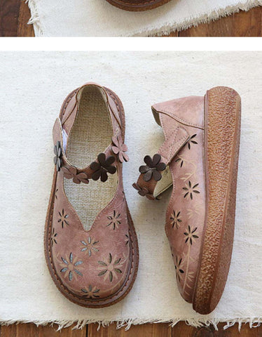 Bequeme Retro-Sandalen aus Leder mit dicker Sohle 