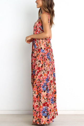 Uniquely Lovely Floral Pocketed Tiered A-line Maxi Dress
