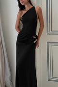 Sexy Backless Metal Detail Bodycon Maxi Dress