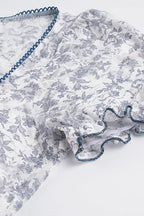 Lace Floral Mesh Fake Two Piece Blouse