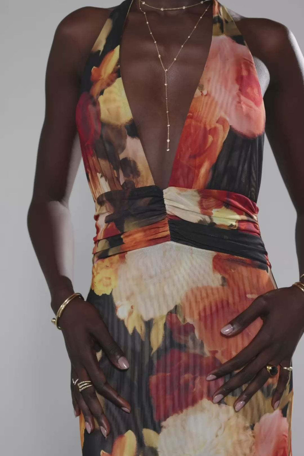 Halter Backless Printed Slim Maxi Dress