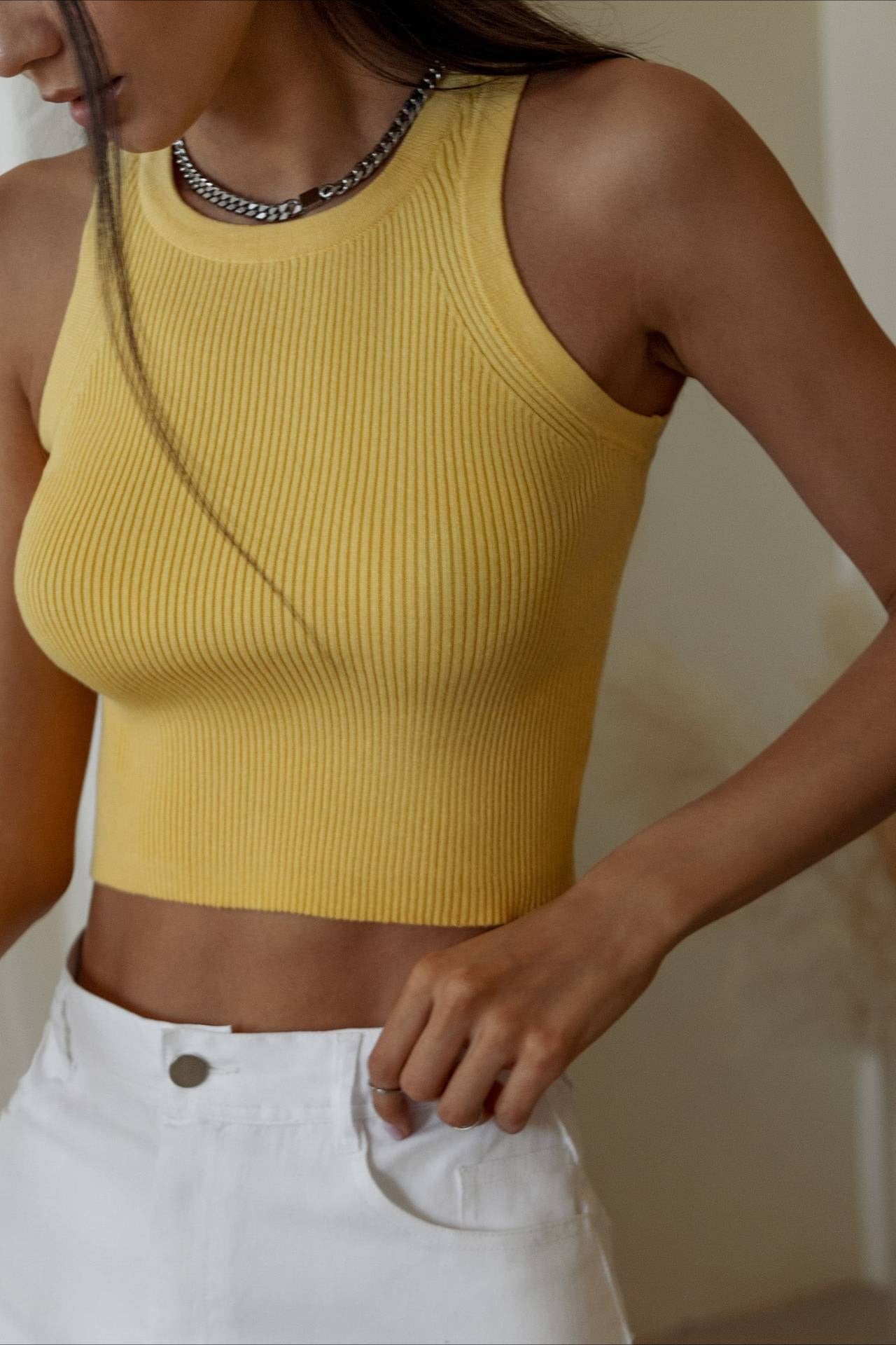 Solid Cropped Knit Top