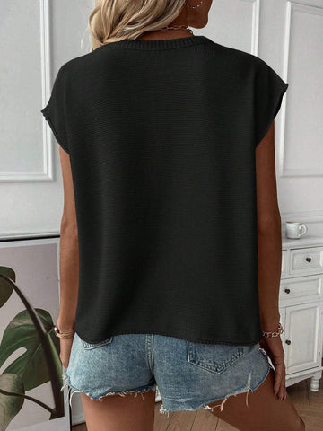 Women Solid Color Bat Sleeve Sweater Top