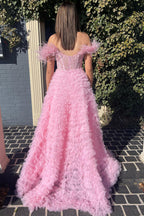 Schulterfreies A-Linien-Prinzessinnen-Abendkleid
