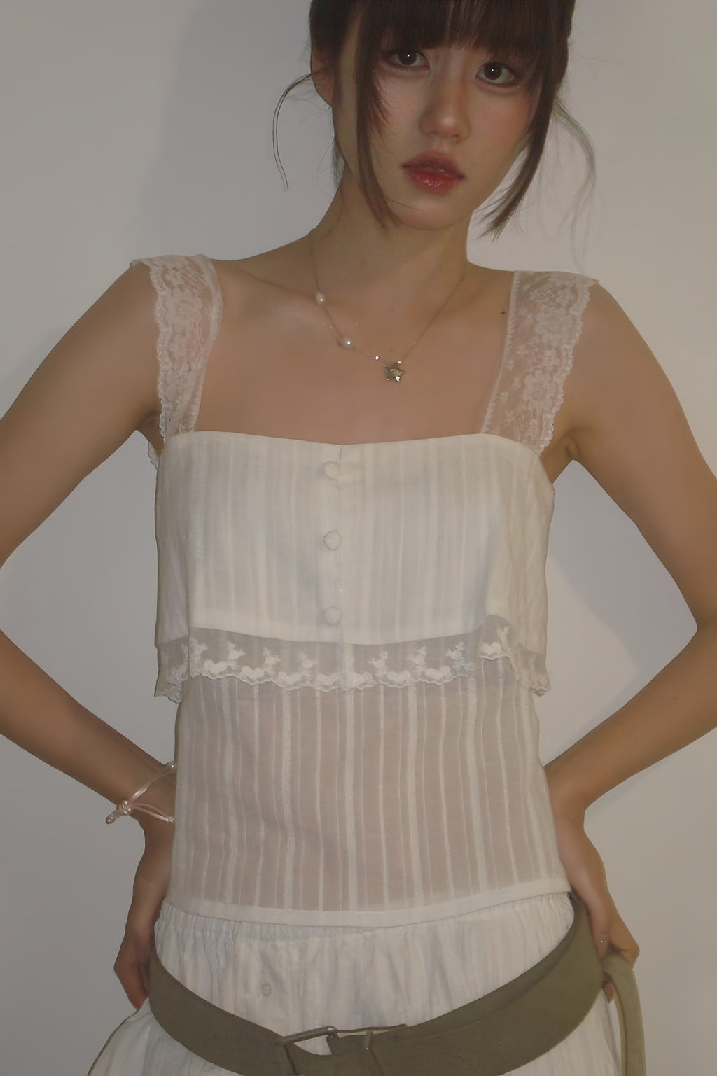 Sheer Square Neck Slim Crop Tank Top