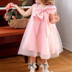 Vestido de primera comunión para niña, vestido formal de princesa, vestido de verano con lazo para fiesta de cumpleaños 