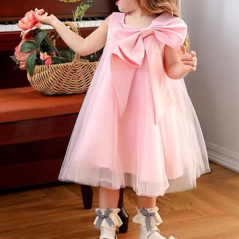 Vestido de primera comunión para niña, vestido formal de princesa, vestido de verano con lazo para fiesta de cumpleaños 
