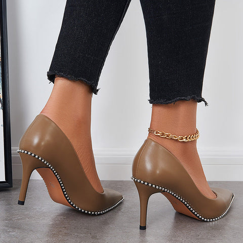 Damen Pumps mit spitzer Zehenpartie und Stilettoabsatz, geschlossene Abendschuhe 