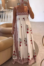High Waist Floral Tank Swing Boho Dress