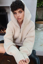 Vintage Asymmetrical Zipper Solid Loose Comfort Sweater