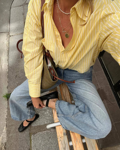 Striped Solid Color Office Blouse