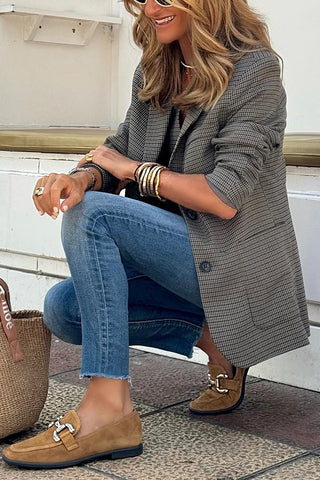 Blazer mit kariertem Revers 