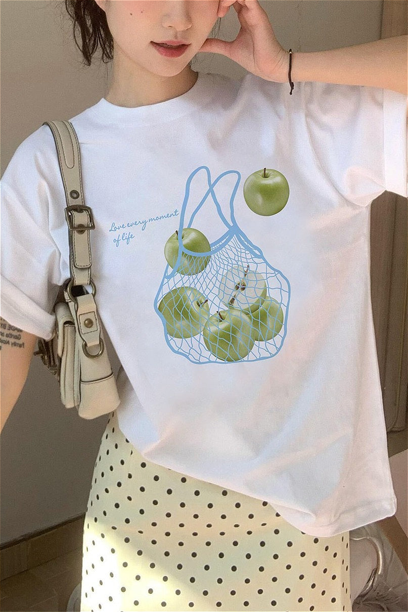 Casual Loose Fresh Printed T‑shirt