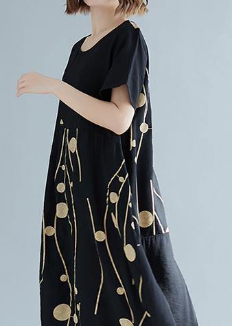 Vestido de verano diario salvaje con túnica de lino y algodón con estampado blanco sencillo 
