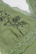 Vintage Floral Print Lace Halter Top