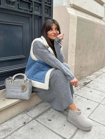 Weste aus Denim-Wollimitat 