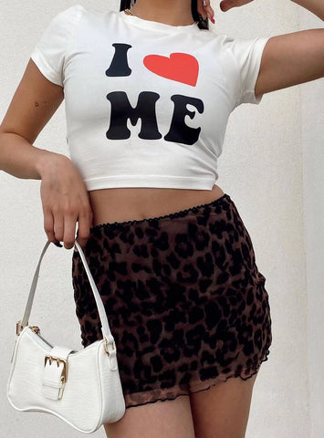 Peach Heart Letter Graphic Print round Neck Slim Fit Short Women T-shirt Summer Women Clothing
