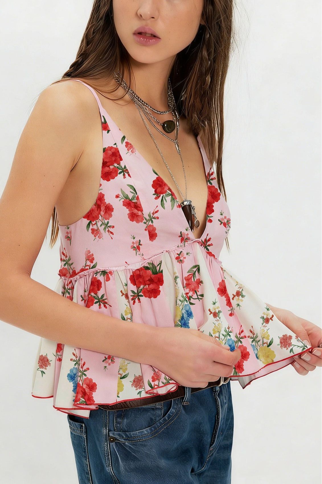 Vacation Floral Print Retro Cami Top
