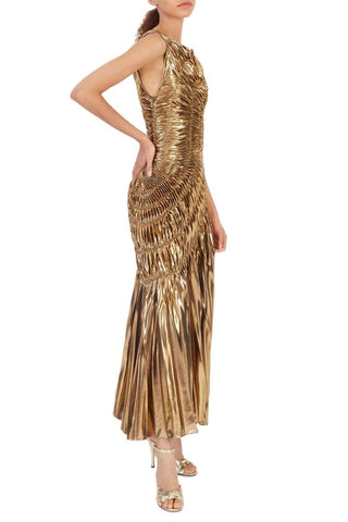 Vestido midi plisado metalizado Camila 