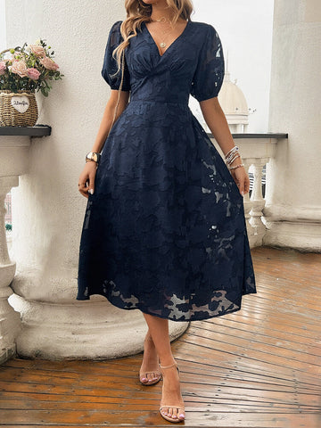 Vestido midi de manga corta abullonada Theadora 