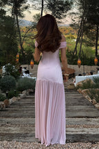 Tube Off Shoulder Mesh Patch Bodycon Maxi Dress