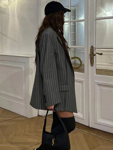 TARUXY Hohe Taille Schlank Rock Sets Für Frauen Luxus Lose Langarm Mäntel Frau Temperament Blazer 2 Stück Sets Damen Outfits 