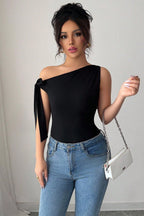 Knot Tie One Shoulder T-shirt