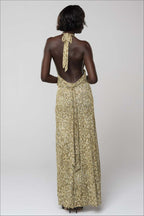 Halter Backless Printed Slim Maxi Dress