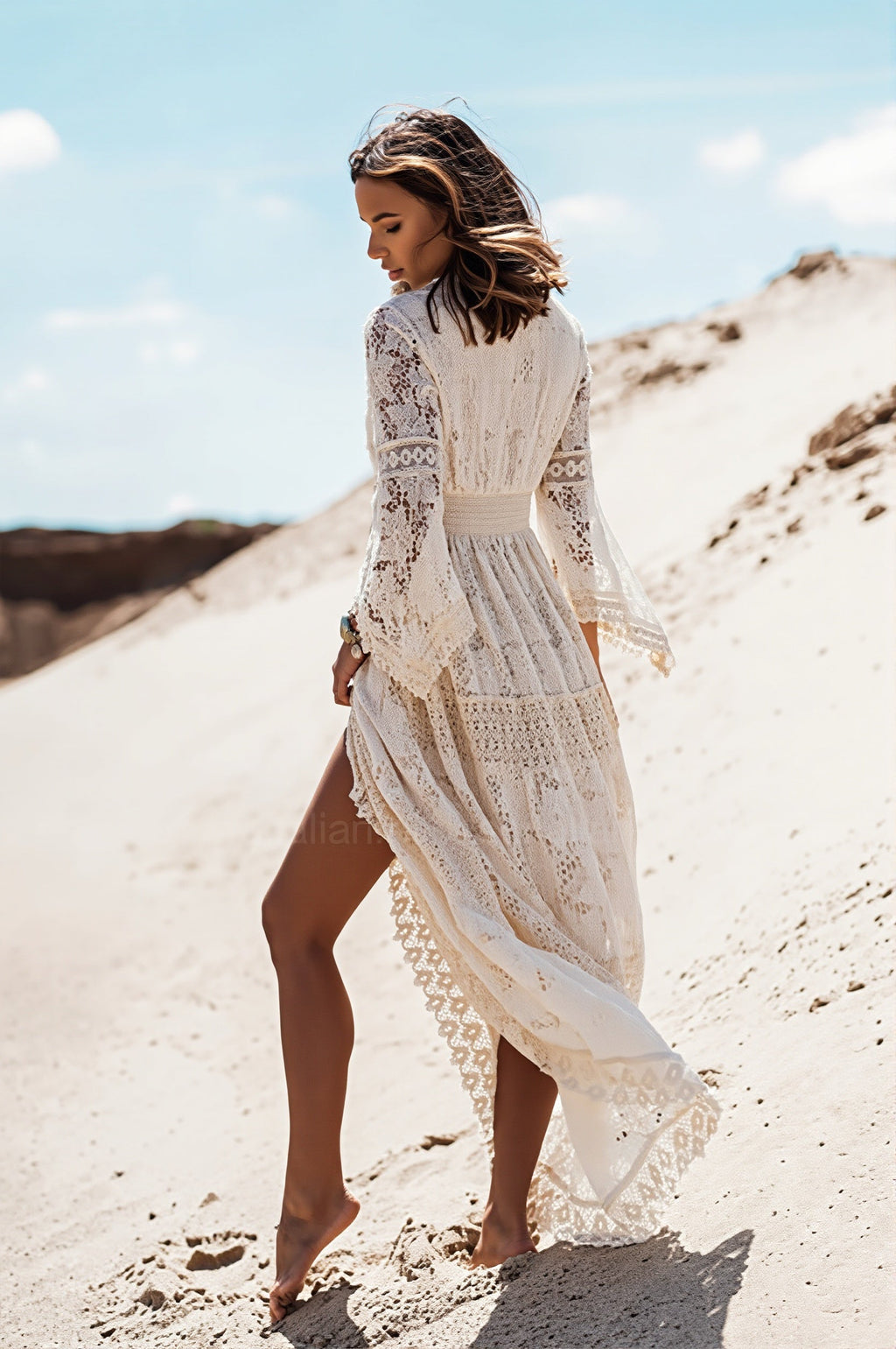 Tassel Lace Spliced Long Boho Dress