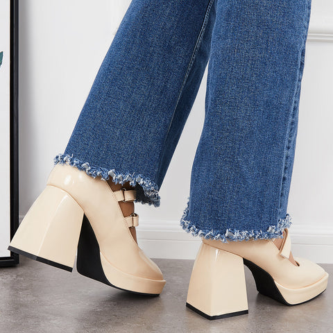 Platform Mary Jane Pumps Block Chunky Heel Ankle Strap Lolita Shoes