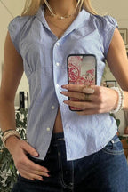 Versatile Red White Plaid Blouse