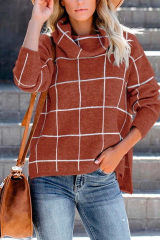 Chicindress Rollkragenpullover mit Karomuster (5 Farben) 