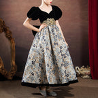 Kommunionkleid für Kleinkinder, Mädchen, Taufe, Retro-Print, große Schleife, Prinzessinnenkleid 