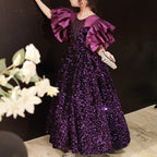 Kommunionkleid für Blumenmädchen, Paillettenkleid mit Rückenbindefunktion, Prinzessinnenkleid 