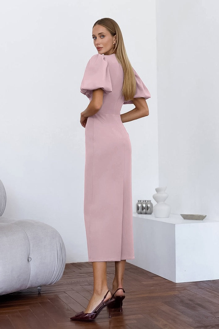 Elegant Sexy Puff Sleeve Bodycon Maxi Dress